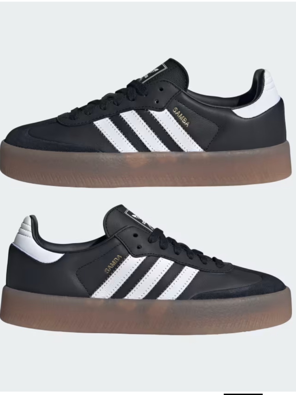 adidas Samba Platform Black with White Stripes and Gum Sole women 6.5 gently use